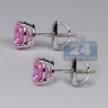 Womens Pink Swarovski Crystal Stud Earrings 14K White Gold 2.0 ct