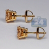 Womens Cognac Swarovski Crystal Stud Earrings 14K Yellow Gold