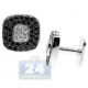 18K White Gold 2.12 ct Black Diamond Mens Square Cuff Links