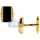 14K Yellow Gold 0.60 ct Diamond Black Onyx Rectangle Cuff Links