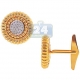 14K Yellow Gold 0.43 ct Diamond Mens Vintage Bezel Round Cuff Links