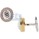 14K Two Tone Gold 0.50 ct Diamond Decorated Oval Mens Cuff Links