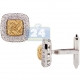 14K Two Tone Gold 0.54 ct Diamond Square Woven Mens Cuff Links