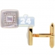 14K Yellow Gold 0.29 ct Diamond Pearl Square Mens Cuff Links