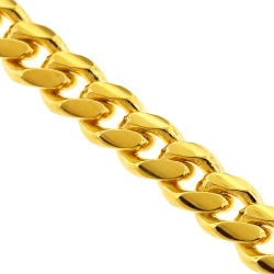 Yellow Sterling Silver Miami Cuban Link Mens Chain 7.2 mm