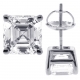 Womens Stud Earrings 14K White Gold 3 ct Asscher Swarovski Crystal