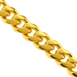 Yellow Gold Sterling Silver Miami Cuban Mens Chain 10mm 26 30"