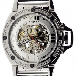 Aqua Master Automatic Skeleton 0.24 ct Diamond Mens Silver Watch