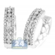 14K White Gold 0.90 ct Diamond Womens Round Hoop Earrings