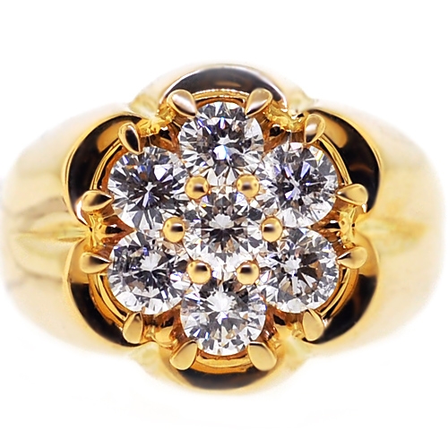 Vintage 14K Gold Seven Stone Diamond Cluster Ring Size 9.75 - HIGH KARAT LLC