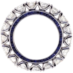 Womens Diamond Blue Sapphire Gemstone Eternity Ring 18K Gold