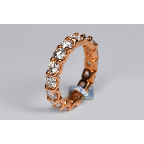All Way Diamond Wedding Eternity Band Ring 18K Rose Gold 4ct