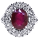 Womens Diamond Ruby Gemstone Ring 18K White Gold 7.22 ct