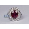 Womens Diamond Ruby Gemstone Ring 18K White Gold 7.22 ct