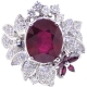 Womens Diamond Ruby Flower Ring 18K White Gold 8.55 ct