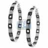 Womens Diamond Pave Zebra Hoop Earrings 14K White Gold 2.80 ct