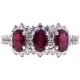 Womens Diamond Ruby 3 Stone Halo Ring 18K White Gold 2.58 ct