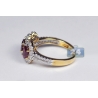 Womens Diamond Ruby 3 Stone Halo Ring 18K Yellow Gold 2.52 ct