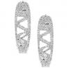 Womens Diamond Openwork Small Oval Hoop Earrings 14K White Gold