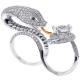 Womens Diamond Snake Double Ring 18K White Gold 4.31 ct