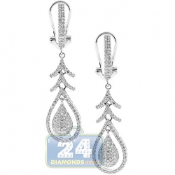 14K White Gold 1.00 ct Diamond Womens Vintage Dangle Earrings