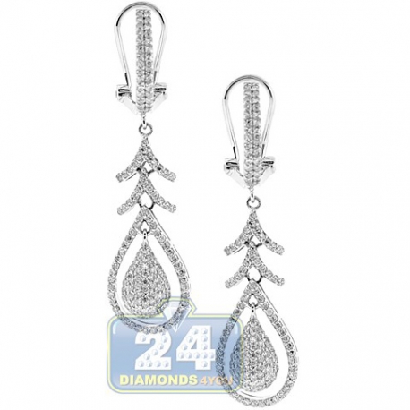 Womens Diamond Vintage Dangle Earrings 14K White Gold 1.00 ct