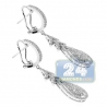 Womens Diamond Vintage Dangle Earrings 14K White Gold 1.00 ct