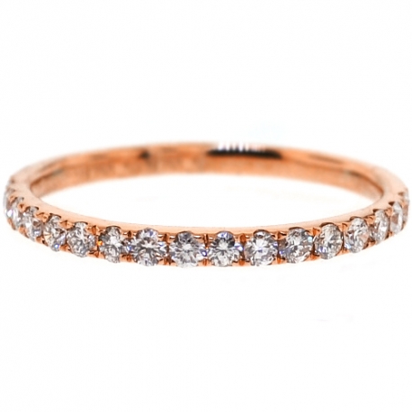 Womens Diamond Wedding Band 18K Rose Gold 0.35 ct 1.8 mm