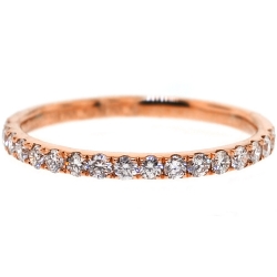 Womens Diamond Wedding Band 18K Rose Gold 0.35 ct 1.8 mm