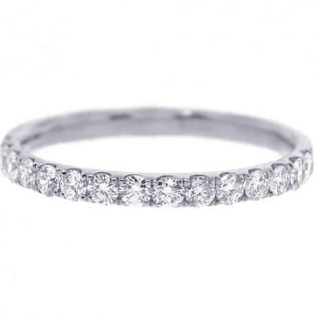Womens Diamond Wedding Ring 18K White Gold 0.46 ct 2 mm