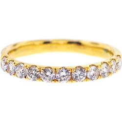 Womens Diamond Wedding Band 18K Yellow Gold 0.58 ct 2.3 mm