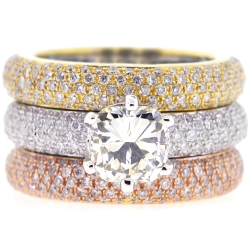 14K 3-Tone Gold 6.35 ct Cushion Diamond Womens Engagement Ring