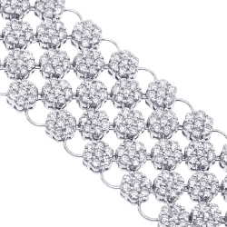 14K White Gold 23.89 ct Diamond Cluster Womens Mesh Bracelet