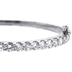 14K White Gold 4.18 ct Diamond Womens Oval Bangle Bracelet 