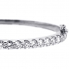Womens Diamond Oval Bangle Bracelet 14K White Gold 4.18 ct 6.5"