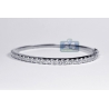 Womens Diamond Oval Bangle Bracelet 14K White Gold 4.18 ct 6.5"