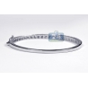Womens Diamond Oval Bangle Bracelet 14K White Gold 4.18 ct 6.5"