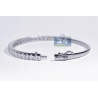 Womens Diamond Oval Bangle Bracelet 14K White Gold 4.18 ct 6.5"