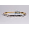 Womens Diamond Oval Bangle Bracelet 14K Yellow Gold 4.24 ct 6.5"