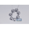 Womens Diamond Cluster Circle Necklace 14K White Gold 2.66 ct