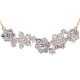 14K Yellow Gold 4.08 ct Diamond Cluster Womens Flower Necklace