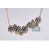 Womens Diamond Cluster Flower Necklace 14K Yellow Gold 4.08 ct