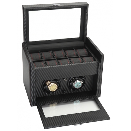 Double Watch Winder Storage 34-702 Diplomat Modena Carbon Fiber