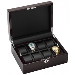 34-721 Diplomat Prestige Ebony Wood 8 Watch Box Storage