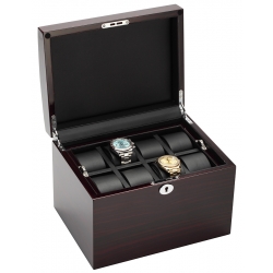 34-726 Diplomat Prestige Ebony Wood 16 Watch Box Storage