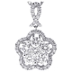 14K White Gold 1.25 ct Diamond Cluster Womens Drop Pendant