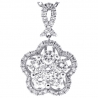 Womens Diamond Cluster Drop Halo Pendant 14K White Gold 1.25ct