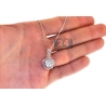 Womens Diamond Cluster Drop Halo Pendant 14K White Gold 1.25ct