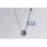 Womens Diamond Cluster Drop Necklace 14K White Gold 0.97ct 16"
