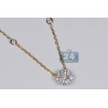 Womens Diamond Cluster Drop Necklace 14K Yellow Gold 0.96ct 16"